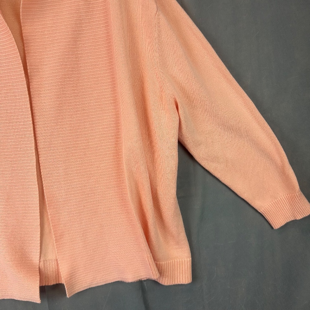 89TH & Madison Sweater Women's Open Ribbed Front Cardigan Salmon Pink Size Med - Picture 3 of 10